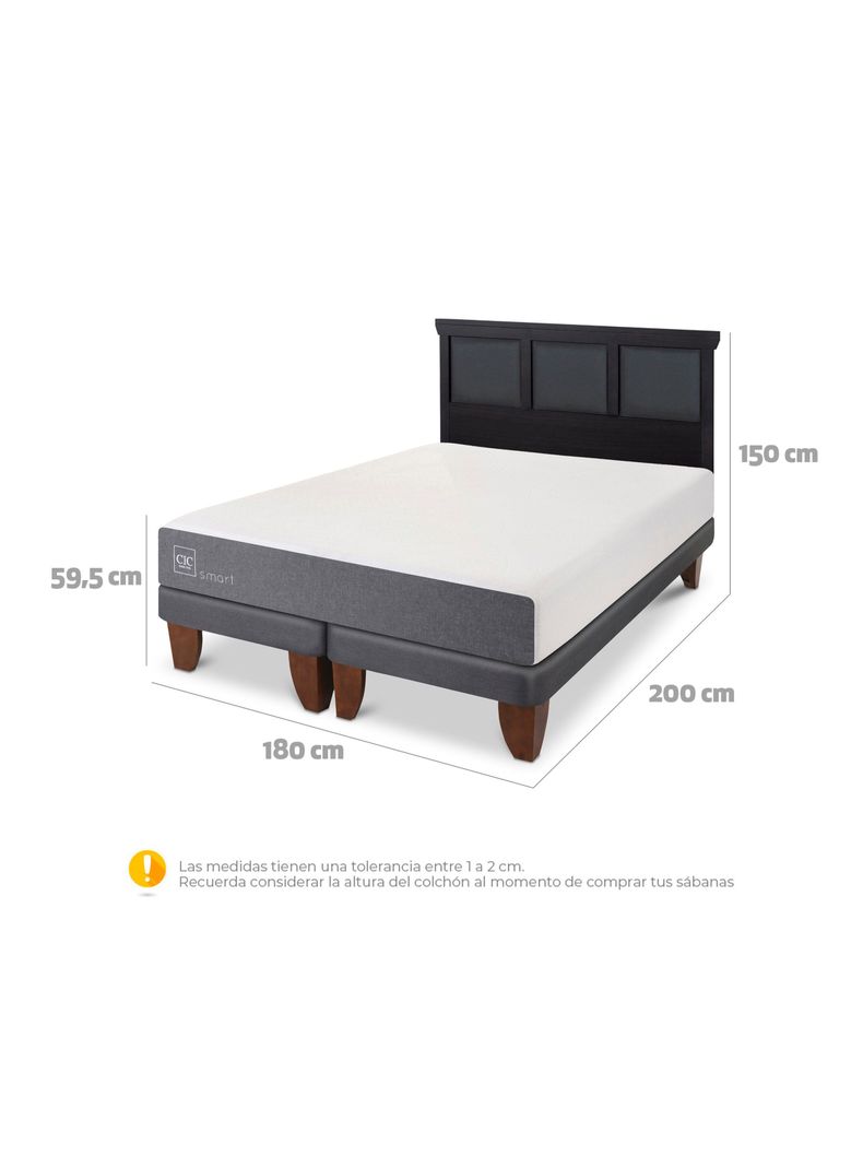 Cama Europea Smart King + Respaldo Torino Negro-1