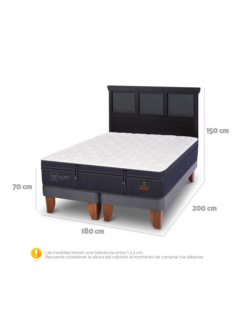 Cama Europea Grand Premium King + Respaldo Torino Negro-1
