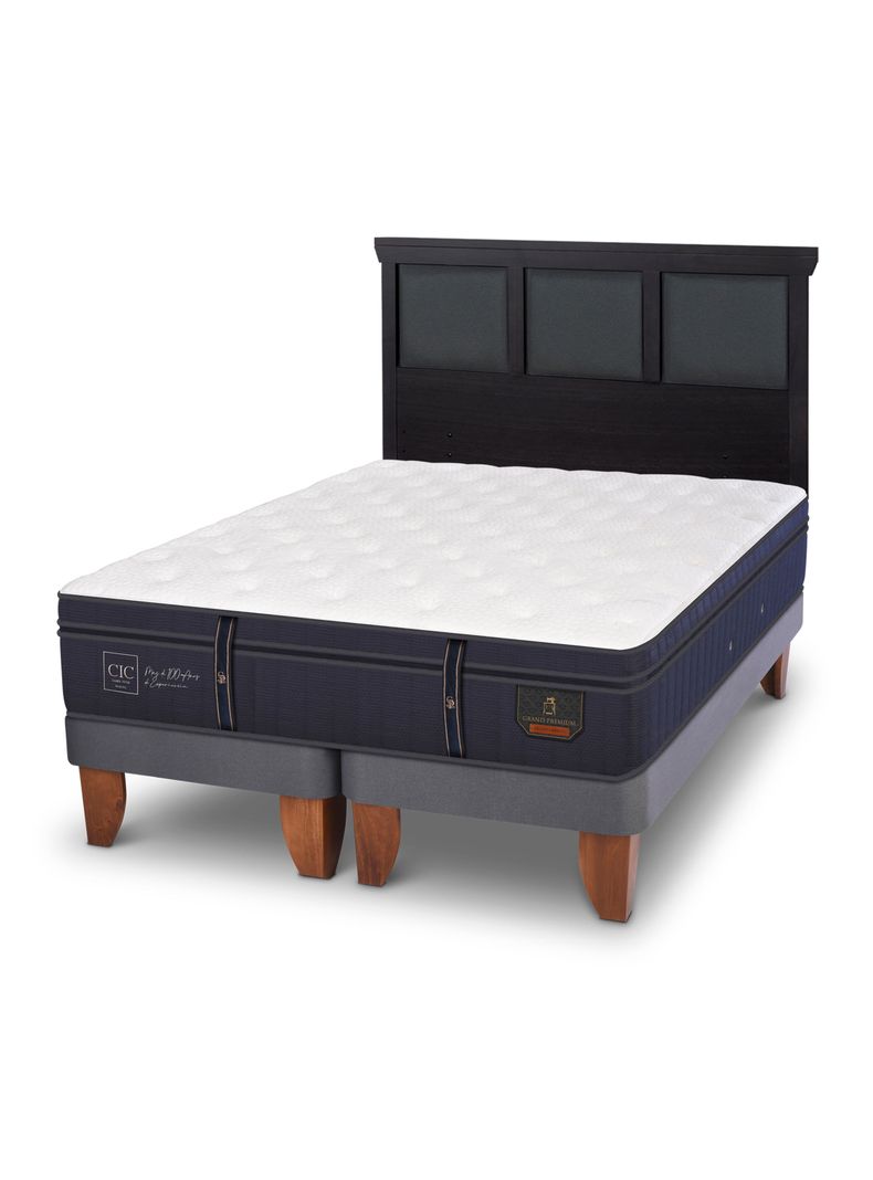 Cama Europea Grand Premium King + Respaldo Torino Negro-0