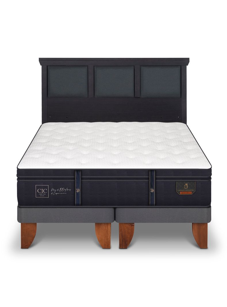 Cama Europea Grand Premium King + Respaldo Torino Negro-2