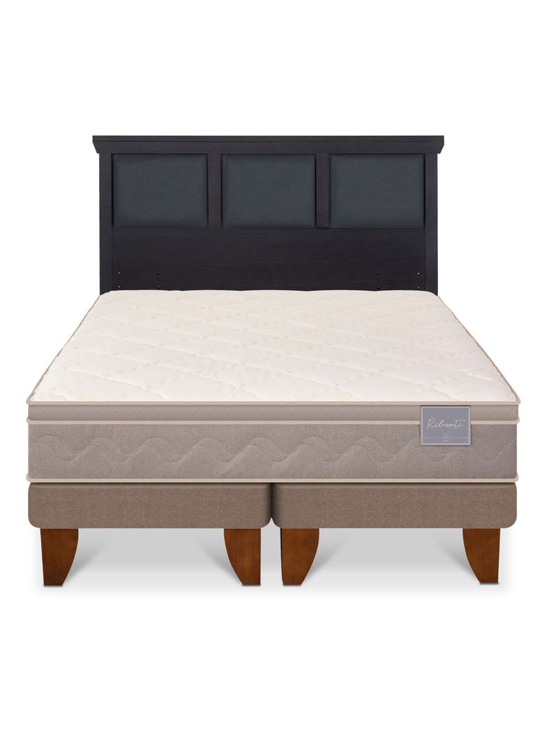 Cama Europea Rilassati 2 Plazas Base Dividida + Respaldo Torino Negro-2