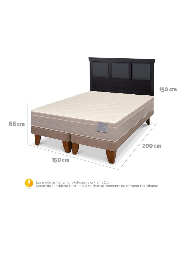 Cama Europea Rilassati 2 Plazas Base Dividida + Respaldo Torino Negro-1