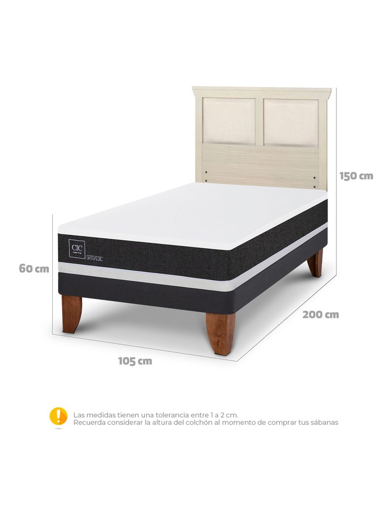 Cama Europea Ortopedic 1.5 Plazas + Respaldo Torino Alpino-1