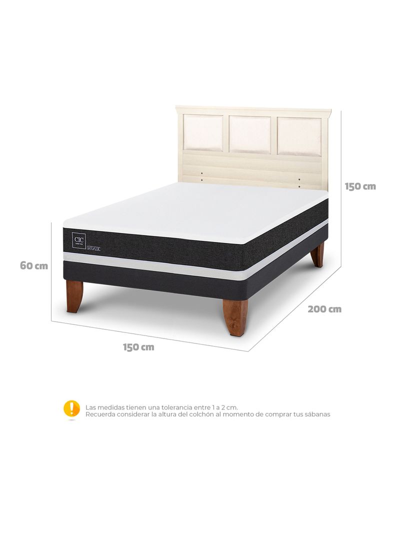 Cama Europea Ortopedic 2 Plazas + Respaldo Torino Alpino-1