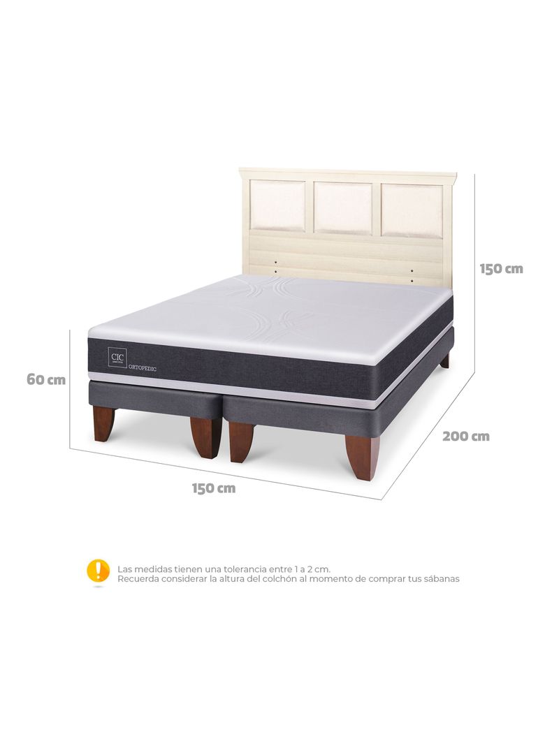 Cama Europea Ortopedic 2 Plazas Base Dividida + Respaldo Torino Alpino-1