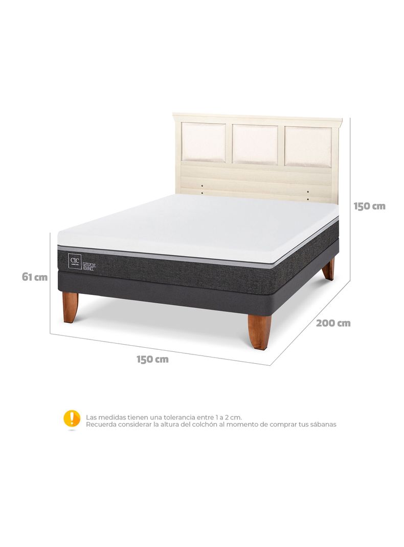 Cama Europea Ortopedic Advance 2 Plazas + Respaldo Torino Alpino-1