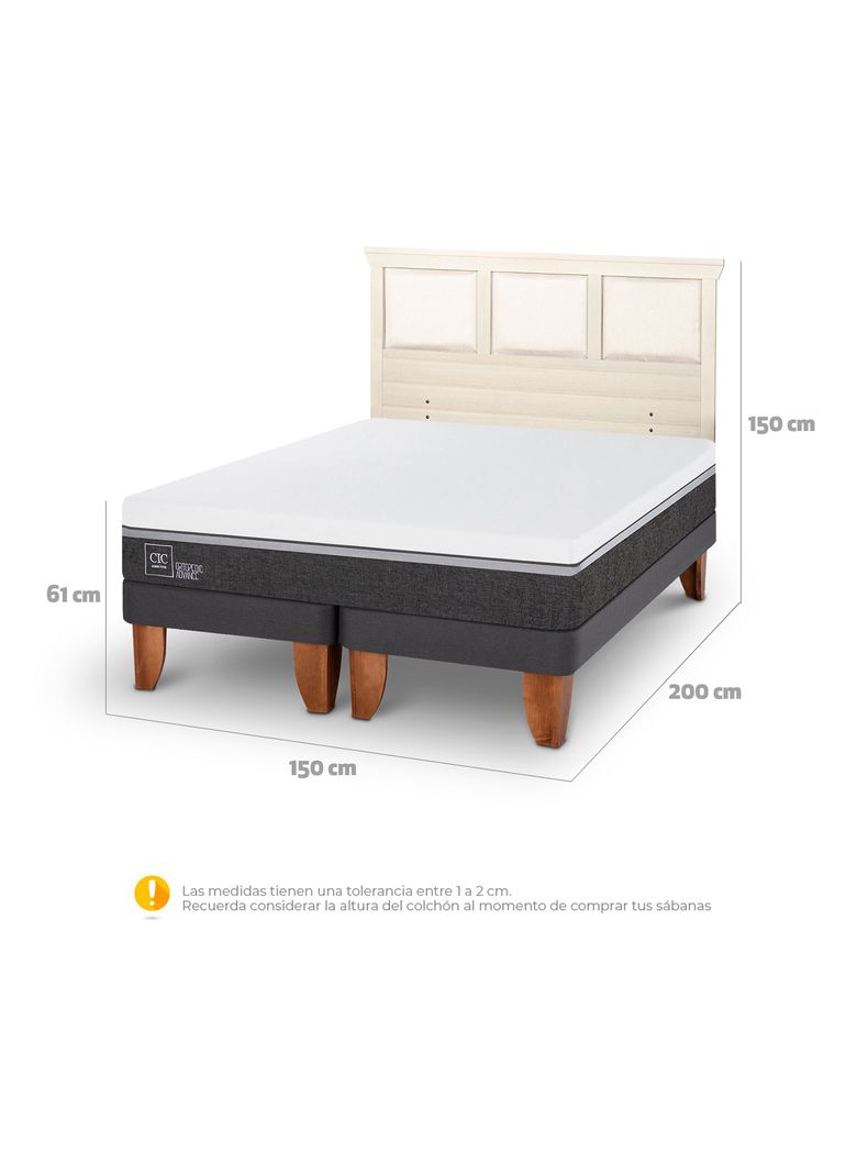Cama Europea Ortopedic Advance 2 Plazas Base Dividida + Respaldo Torino Alpino-1