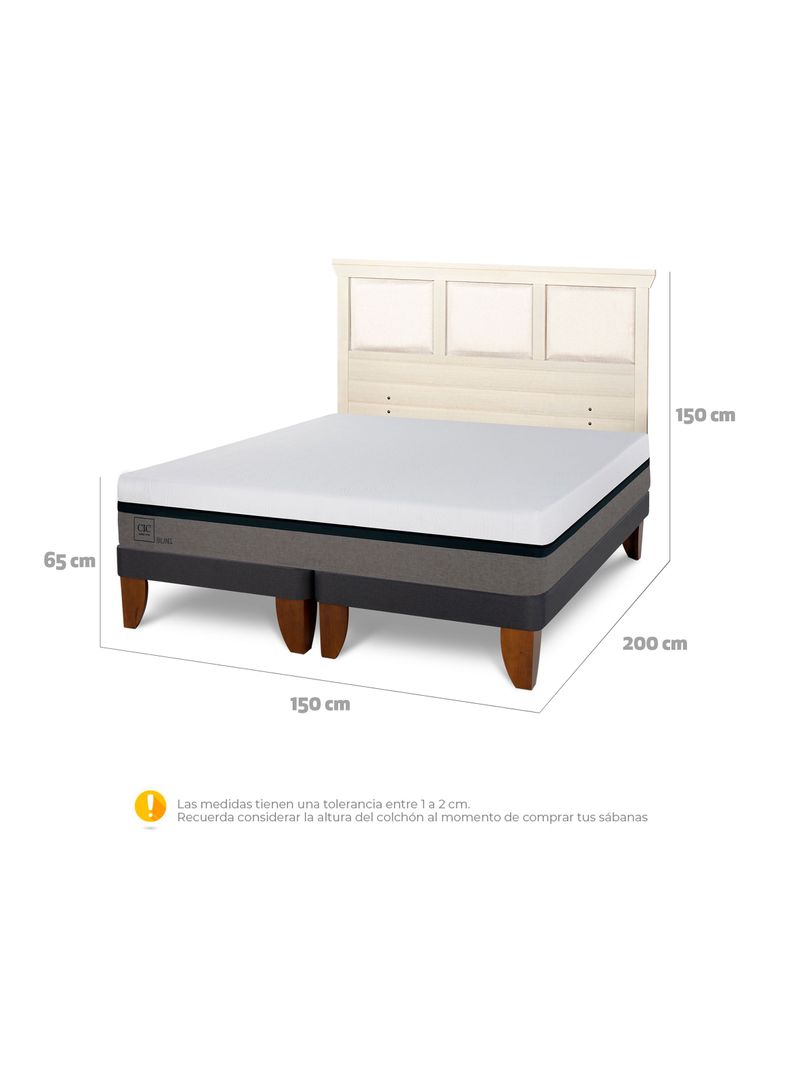 Cama Europea Balance 2 Plazas Base Dividida + Respaldo Torino Alpino-1