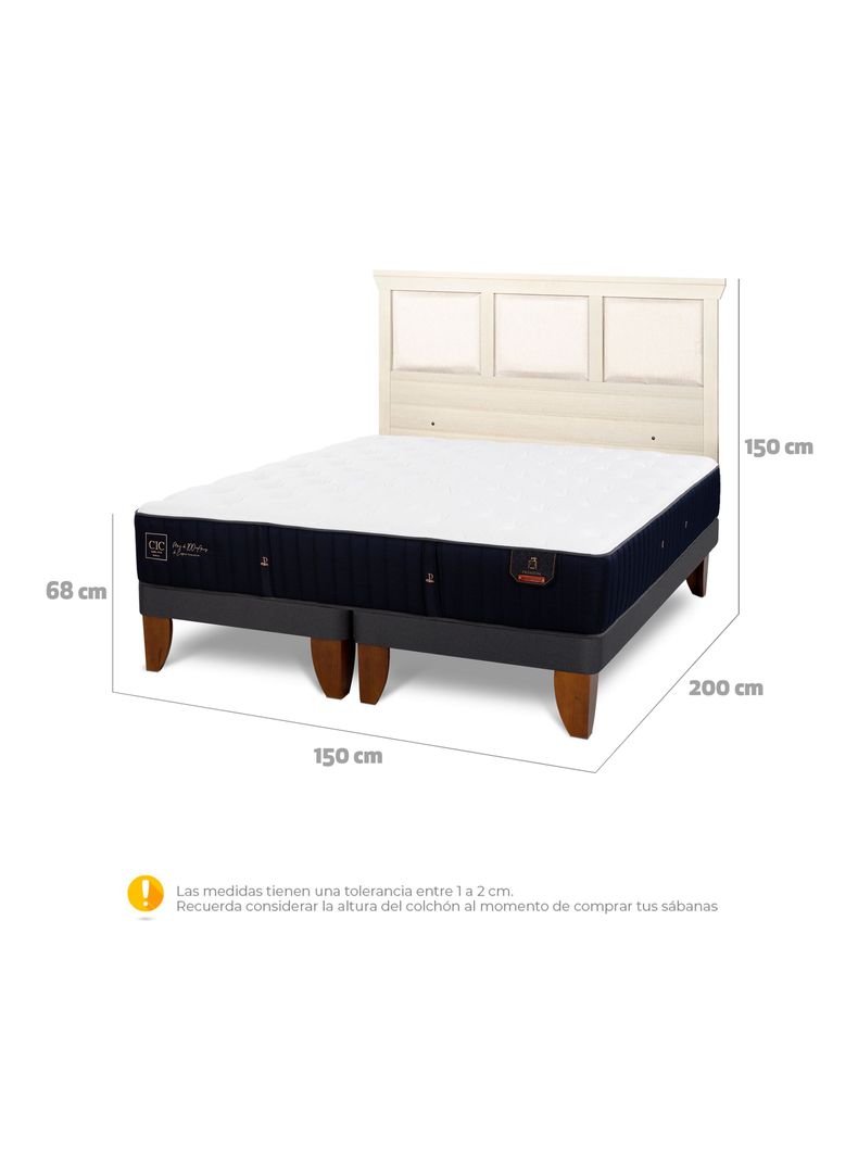 Cama Europea Premium 2 Plazas Base Dividida + Respaldo Torino Alpino-1