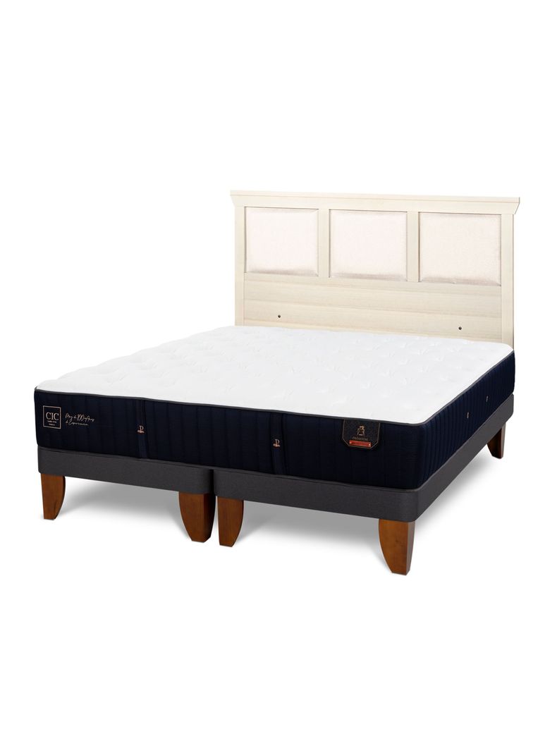 Cama Europea Premium 2 Plazas Base Dividida + Respaldo Torino Alpino-0