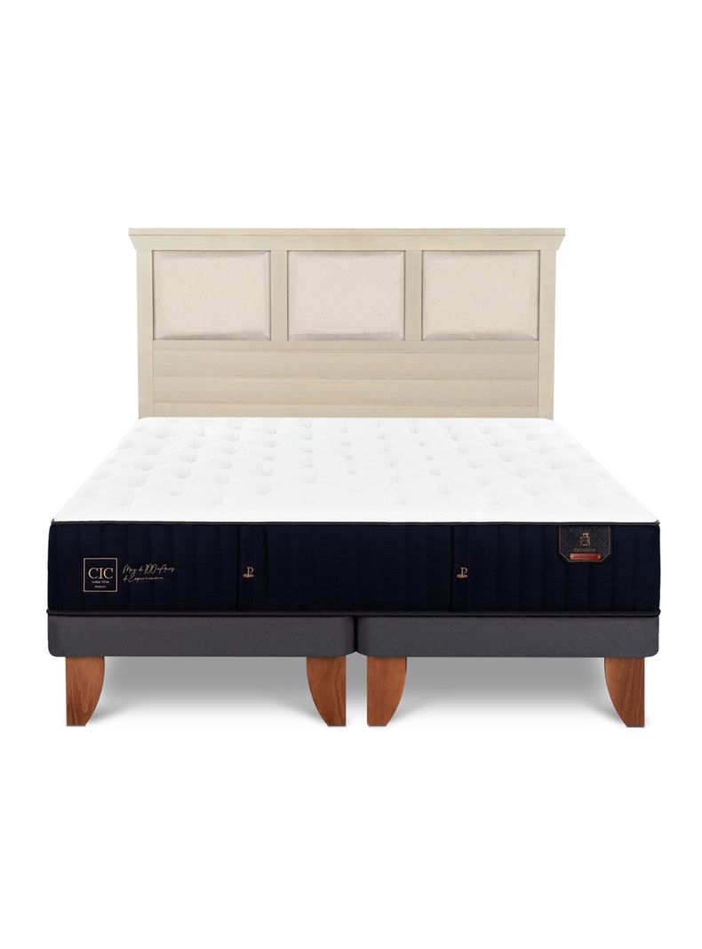 Cama Europea Premium 2 Plazas Base Dividida + Respaldo Torino Alpino-2