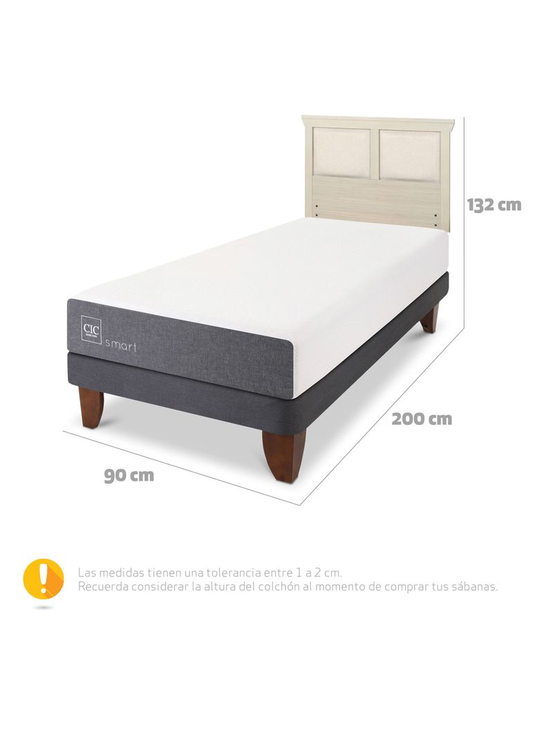 Cama Europea Smart 1 Plaza + Respaldo Torinoino Alpino-1