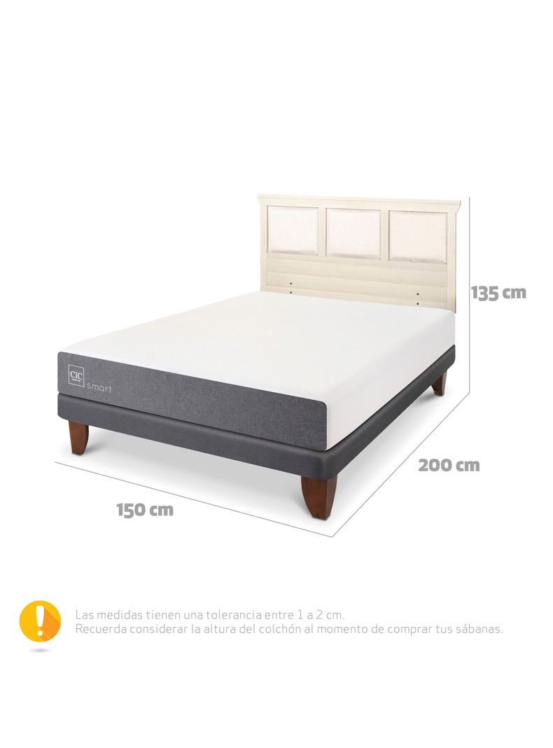 Cama Europea Smart 2 Plazas + Respaldo Torino Alpino-1