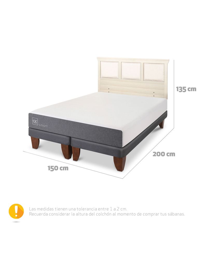 Cama Europea Smart 2 PlazasBase Dividida + Respaldo Torinoino Alpino-1
