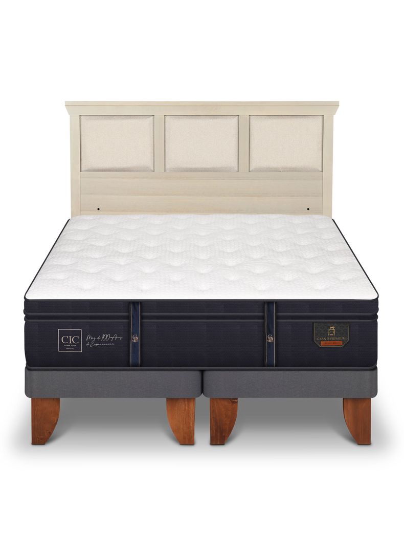 Cama Europea Grand Premium 2 Plazas Base Dividida + Respaldo Torino Alpino-2