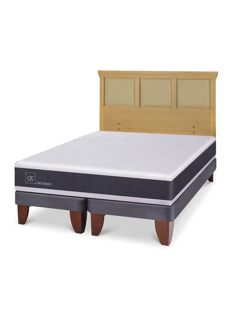 Cama Europea Ortopedic 2 Plazas Base Dividida + Respaldo Torino Mostaza-0