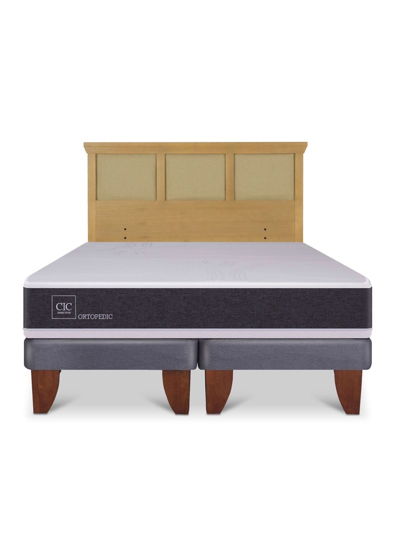 Cama Europea Ortopedic King + Respaldo Torino Mostaza-2