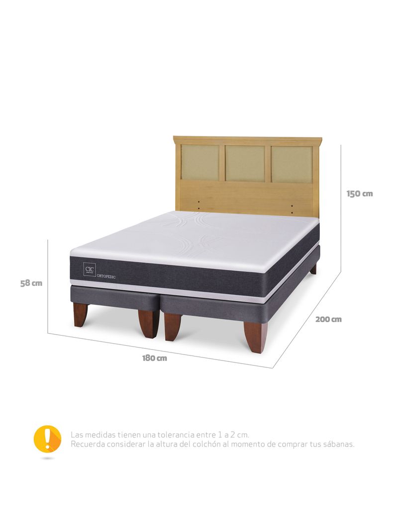 Cama Europea Ortopedic King + Respaldo Torino Mostaza-1