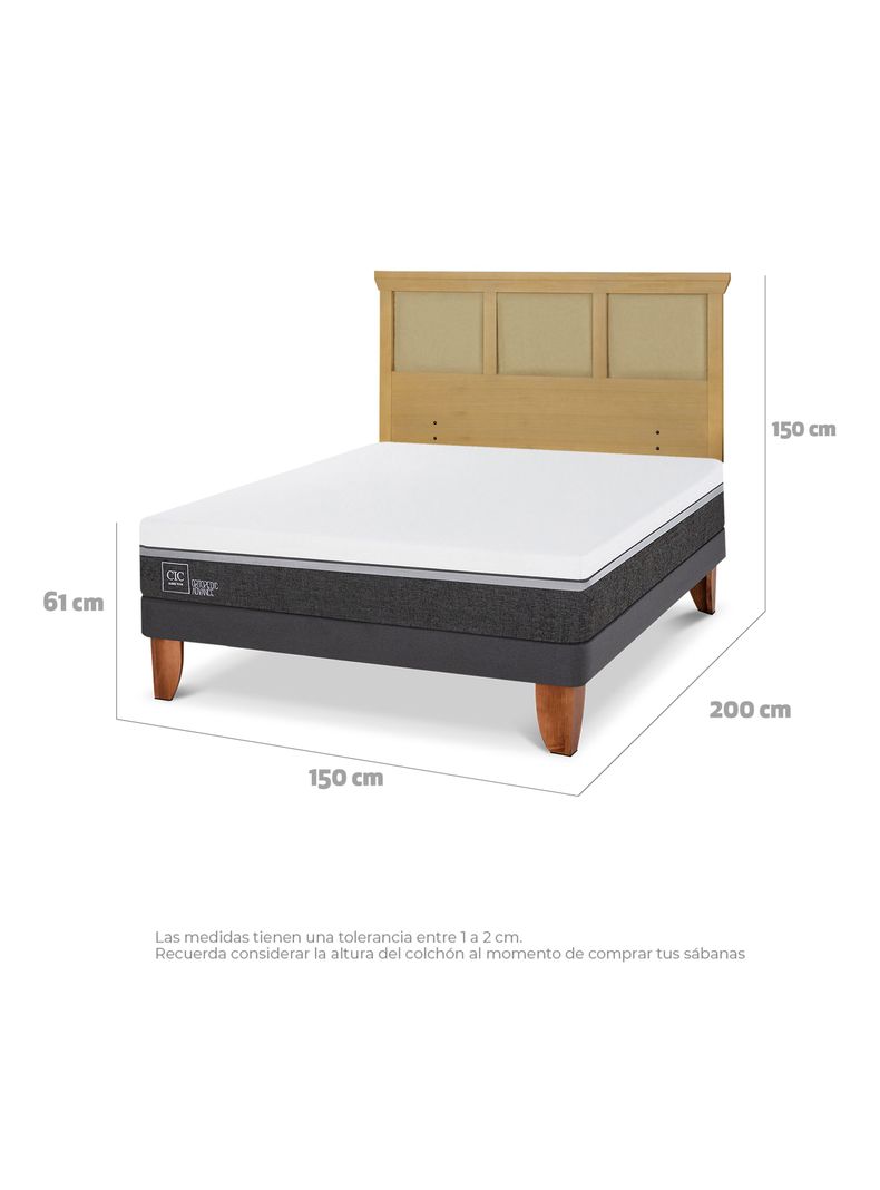 Cama Europea Ortopedic Advance 2 Plazas + Respaldo Torino Mostaza-1