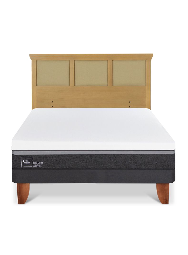 Cama Europea Ortopedic Advance 2 Plazas + Respaldo Torino Mostaza-2