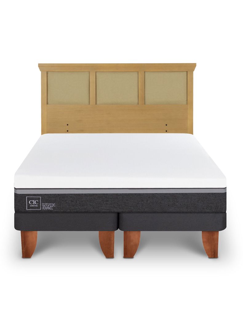 Cama Europea Ortopedic Advance 2 Plazas Base Dividida + Respaldo Torino Mostaza-2