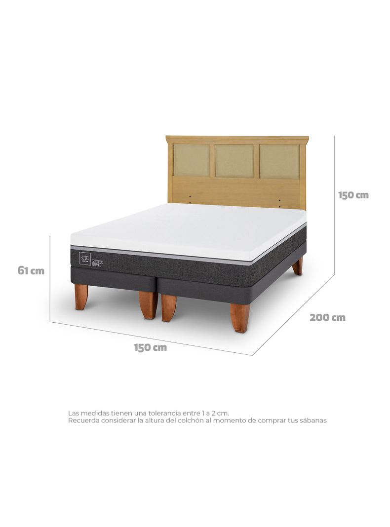 Cama Europea Ortopedic Advance 2 Plazas Base Dividida + Respaldo Torino Mostaza-1