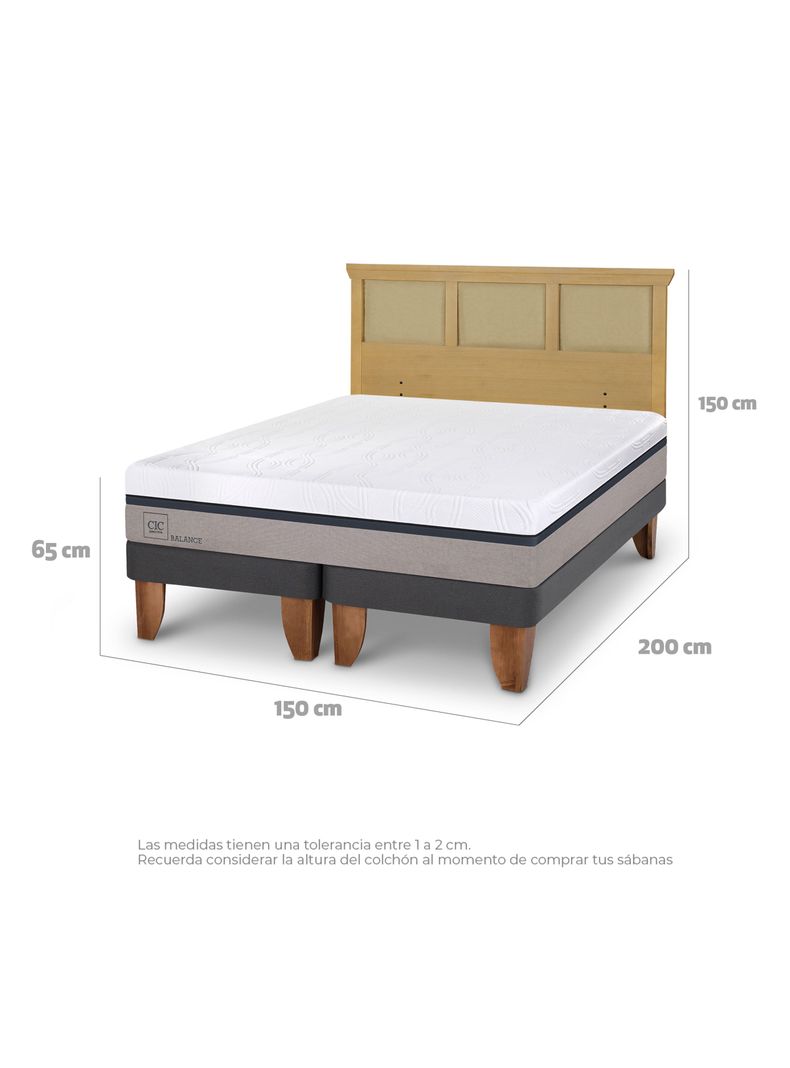 Cama Europea Balance 2 Plazas Base Dividida + Respaldo Torino Mostaza-1