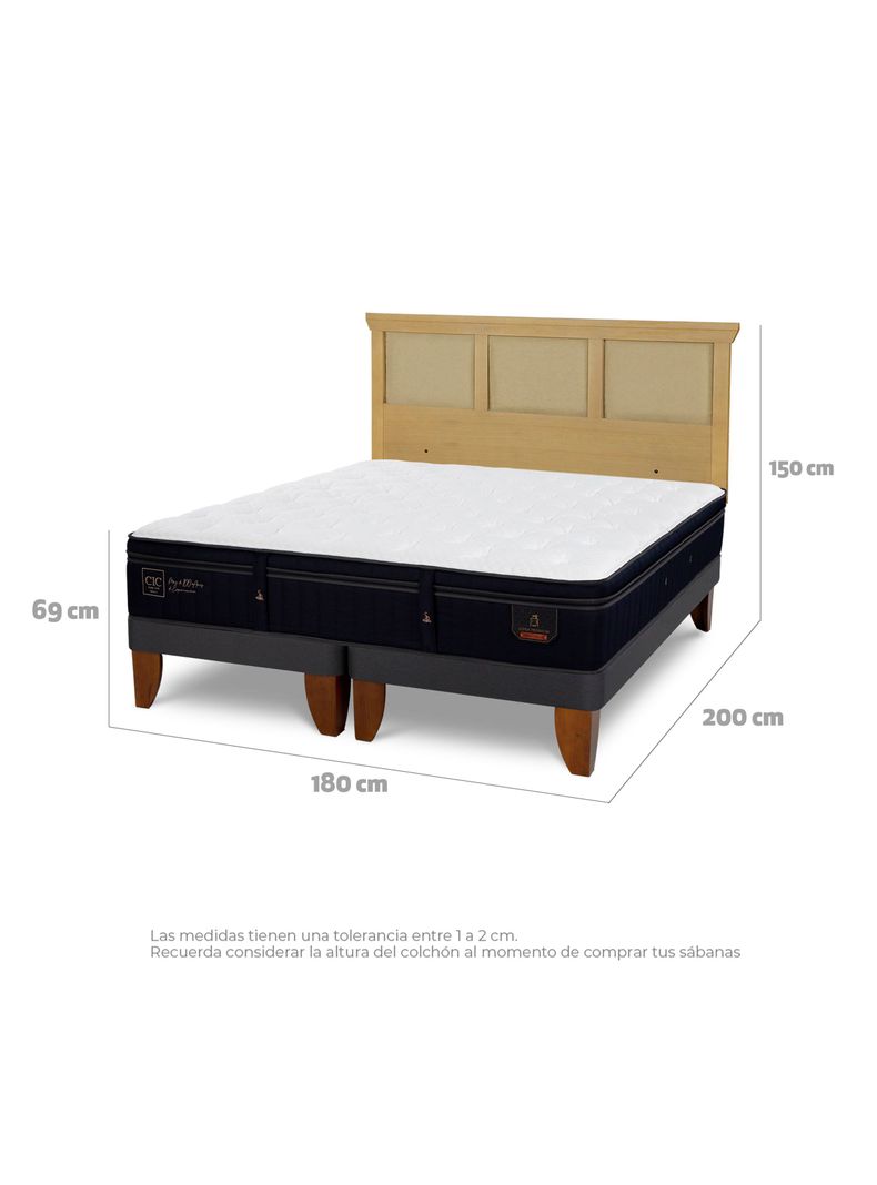 Cama Europea Súper Premium King + Respaldo Torino Mostaza-1