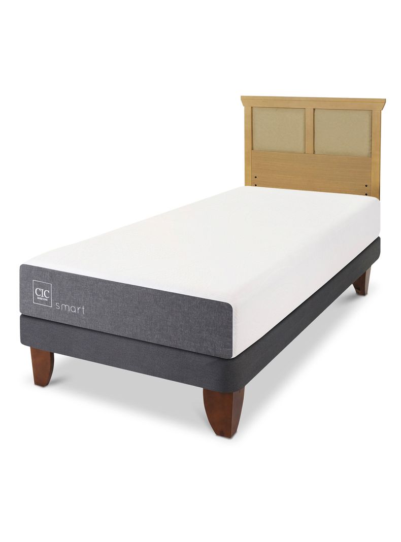 Cama Europea Smart 1 Plaza + Respaldo Torino Mostaza-0