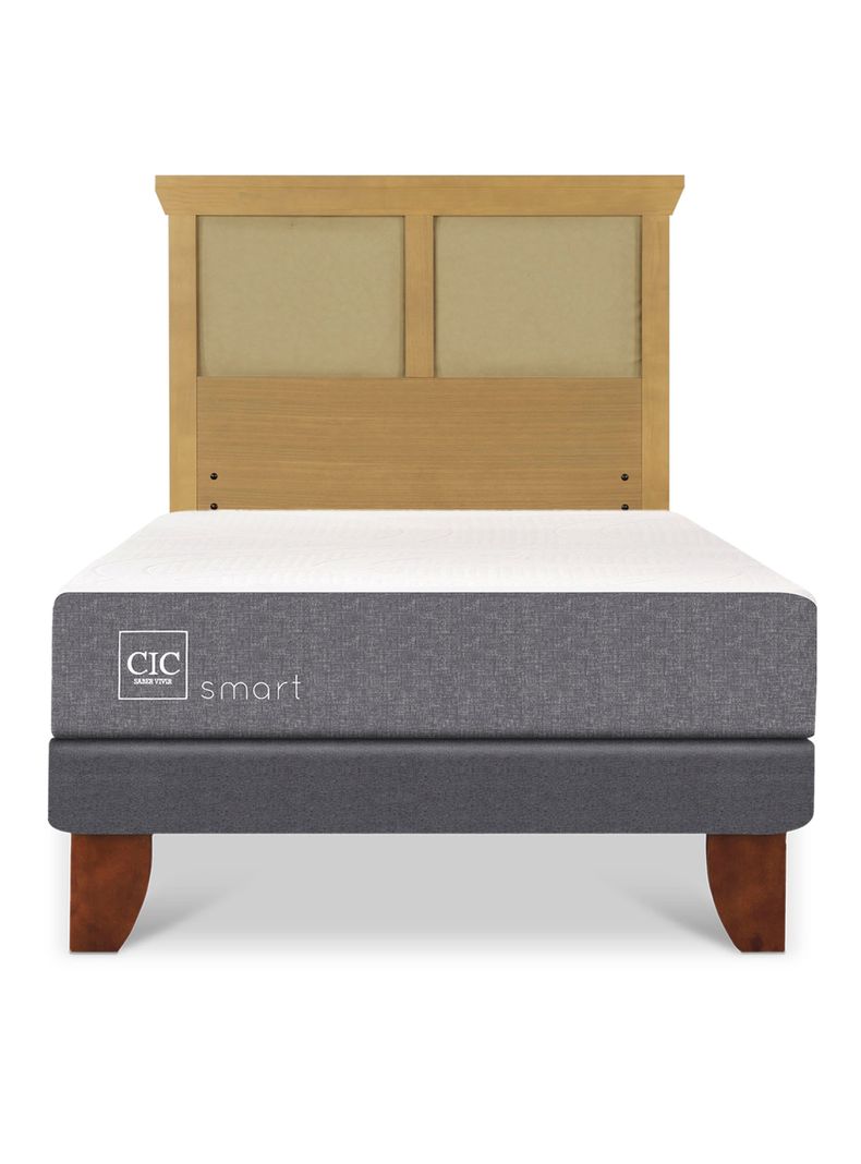 Cama Europea Smart 1 Plaza + Respaldo Torino Mostaza-2