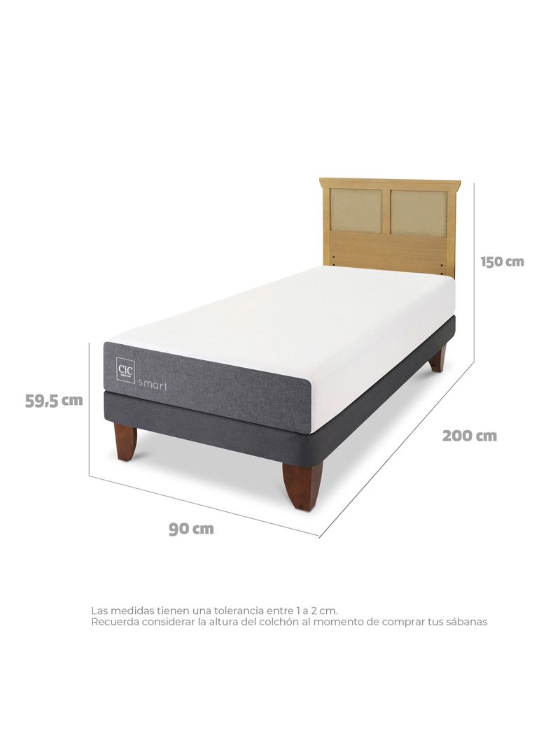Cama Europea Smart 1 Plaza + Respaldo Torino Mostaza-1