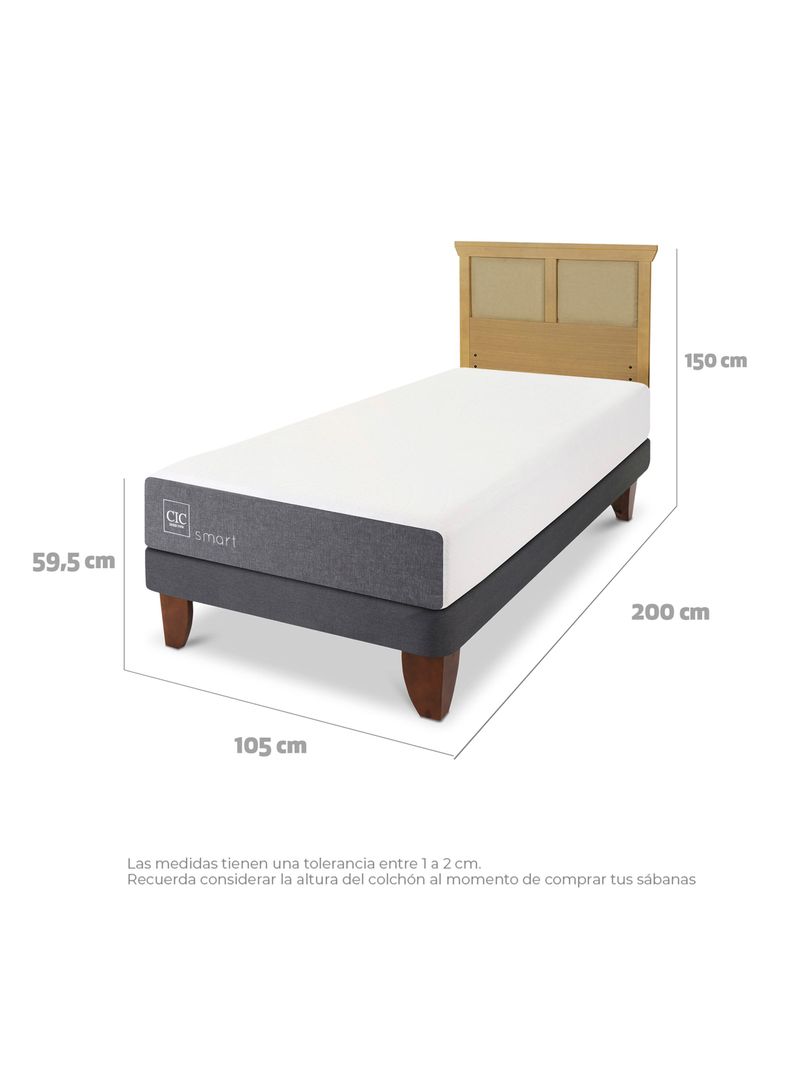 Cama Europea Smart 1.5 Plazas + Respaldo Torino Mostaza-1