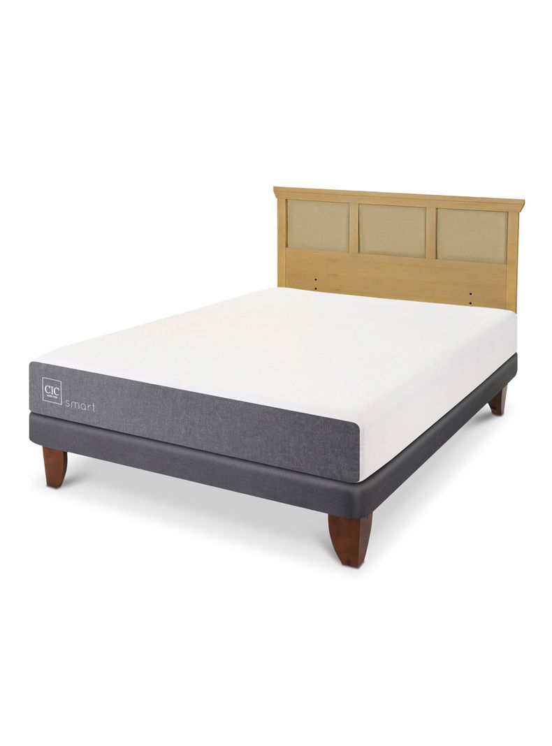 Cama Europea Smart 2 Plazas + Respaldo Torino Mostaza-0