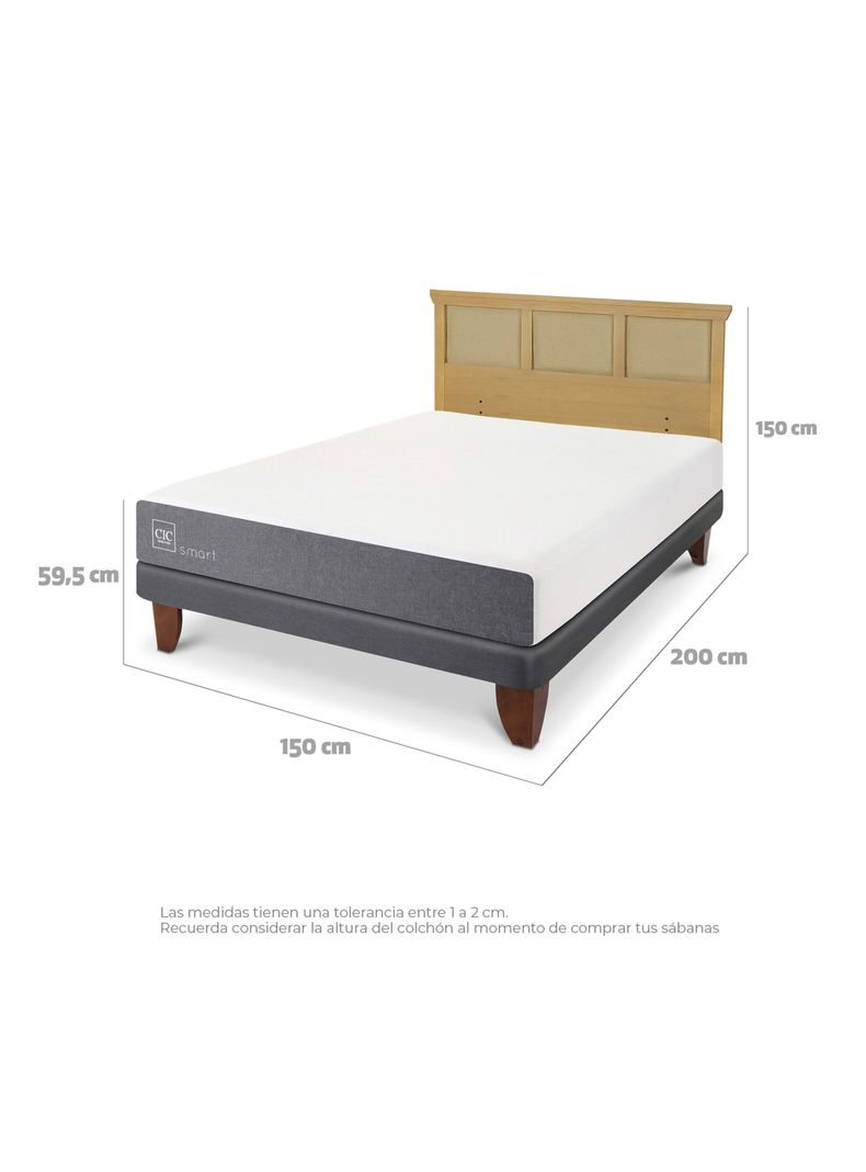 Cama Europea Smart 2 Plazas + Respaldo Torino Mostaza-1