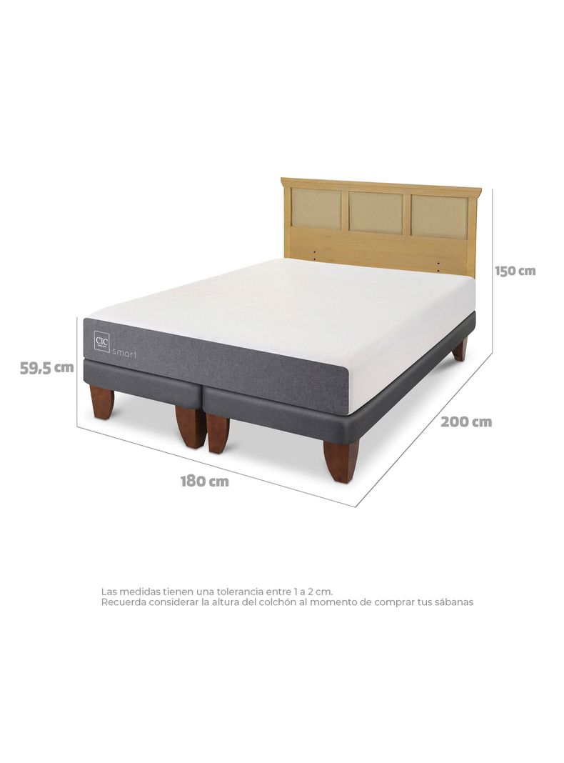 Cama Europea Smart King + Respaldo Torino Mostaza-1