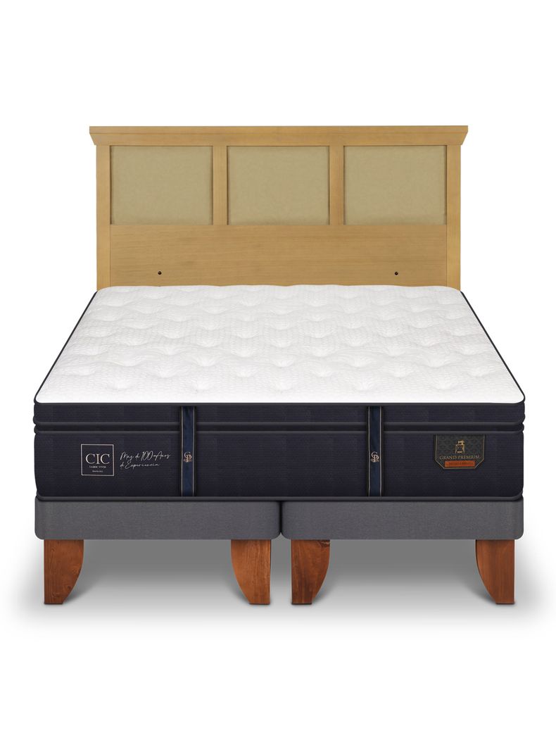 Cama Europea Grand Premium King + Respaldo Torino Mostaza-2