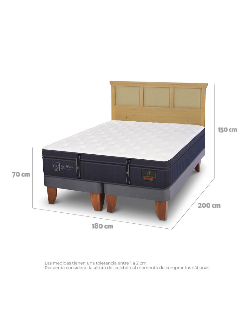 Cama Europea Grand Premium King + Respaldo Torino Mostaza-1