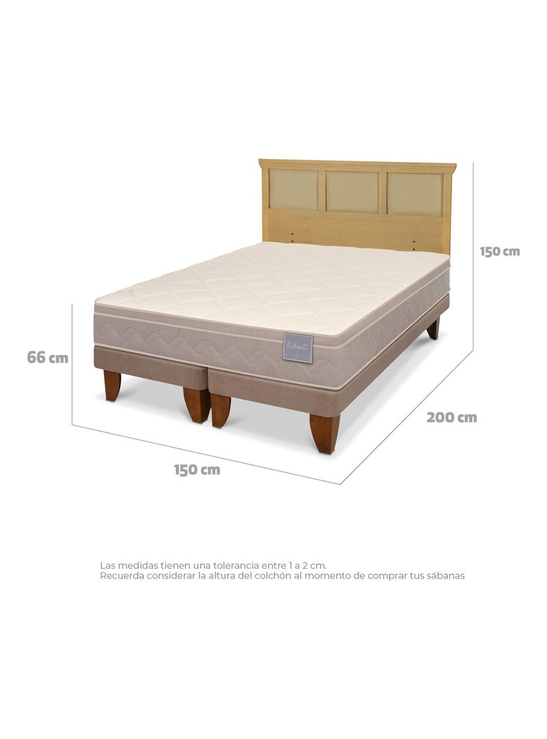 Cama Europea Rilassati 2 Plazas Base Dividida + Respaldo Torino Mostaza-1