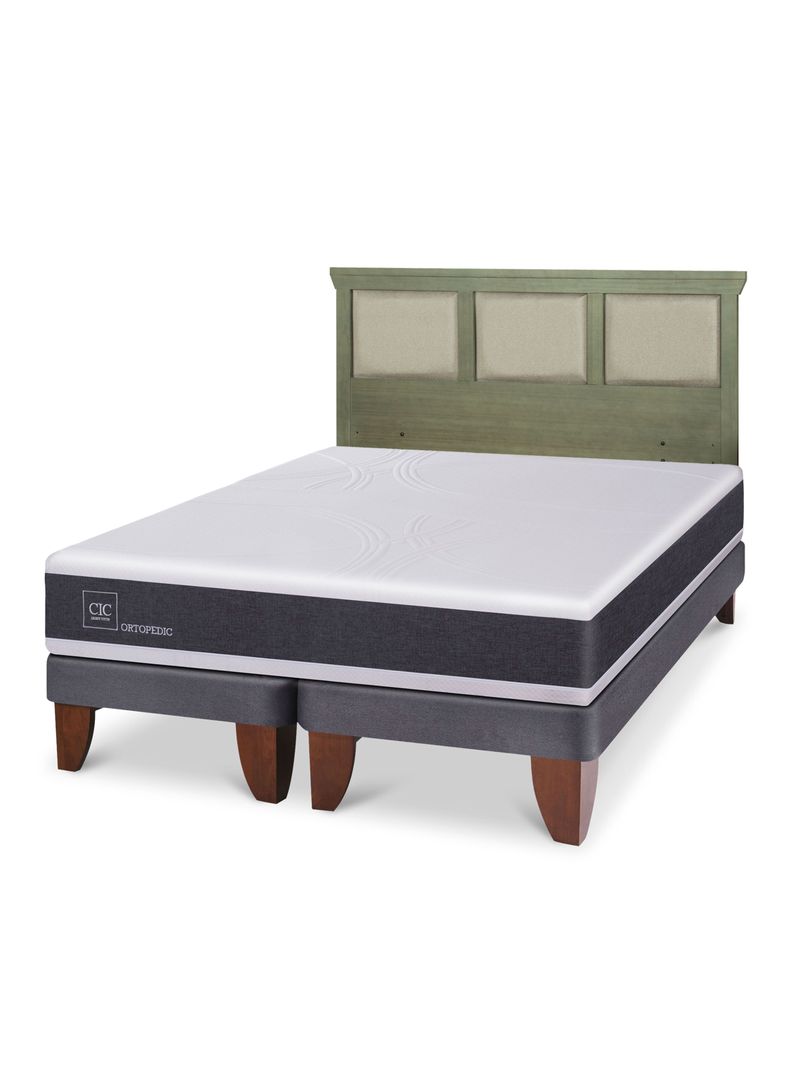 Cama Europea Ortopedic 2 Plazas Base Dividida + Respaldo Torino Olivo
