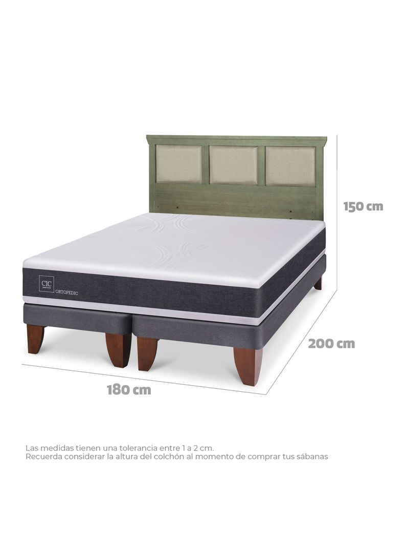 Cama Europea Ortopedic King + Respaldo Torino Olivo-1