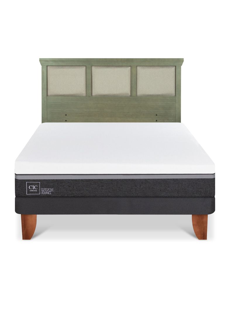 Cama Europea Ortopedic Advance 2 Plazas + Respaldo Torino Olivo-2