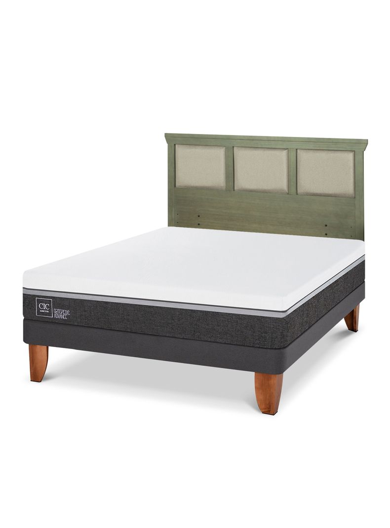 Cama Europea Ortopedic Advance 2 Plazas + Respaldo Torino Olivo-0