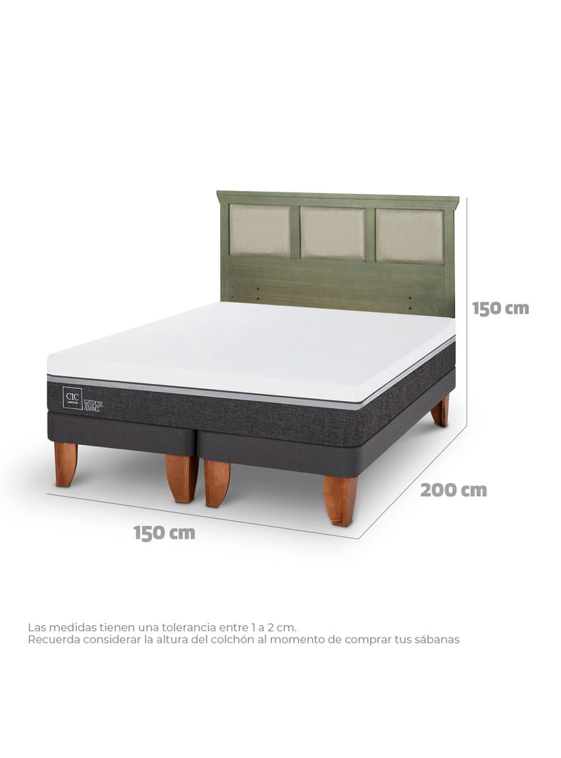 Cama Europea Ortopedic Advance 2 Plazas Base Dividida + Respaldo Torino Olivo-1