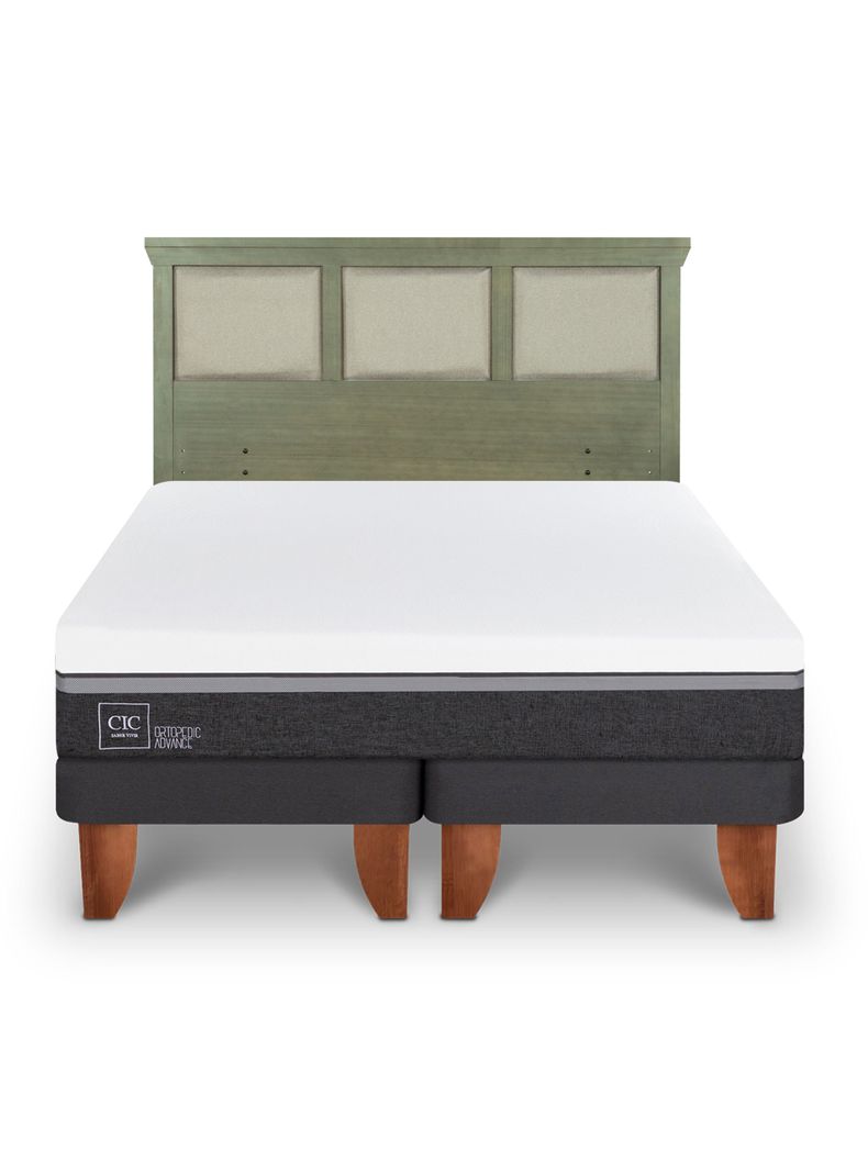 Cama Europea Ortopedic Advance 2 Plazas Base Dividida + Respaldo Torino Olivo-2