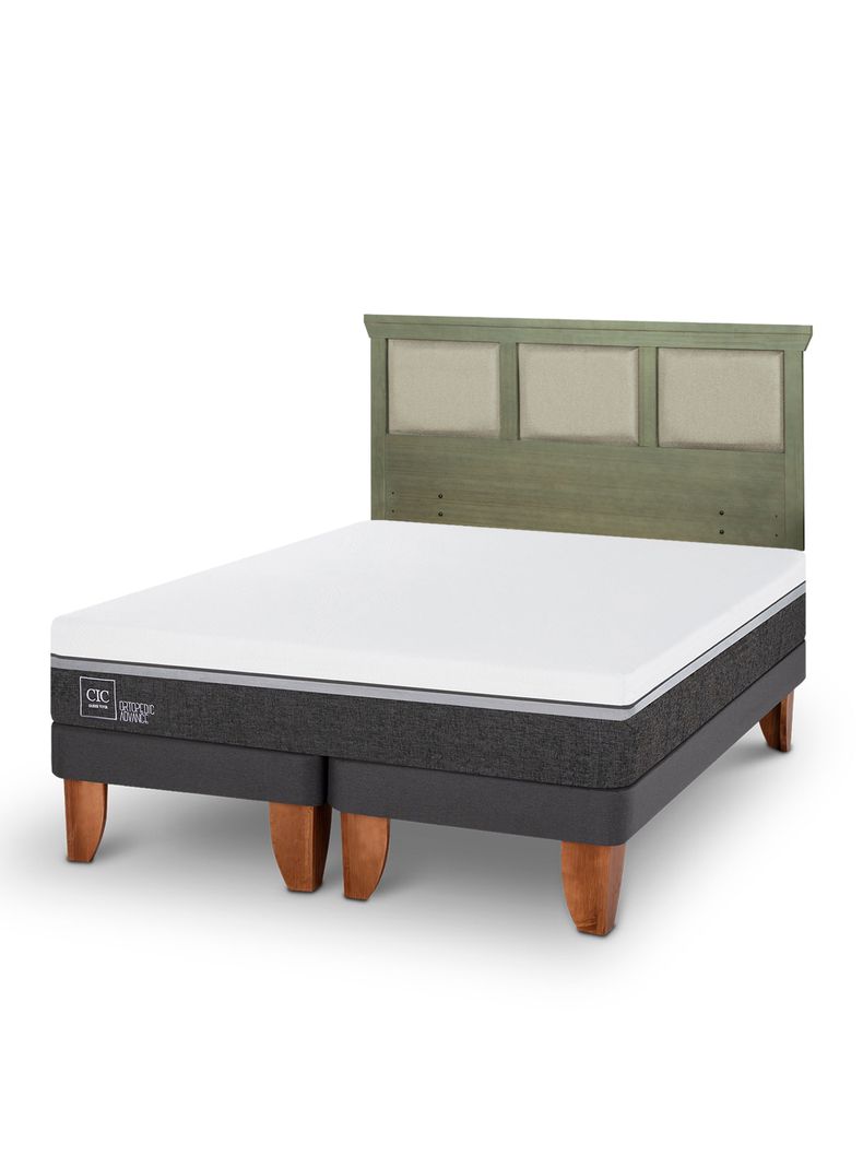 Cama Europea Ortopedic Advance 2 Plazas Base Dividida + Respaldo Torino Olivo-0
