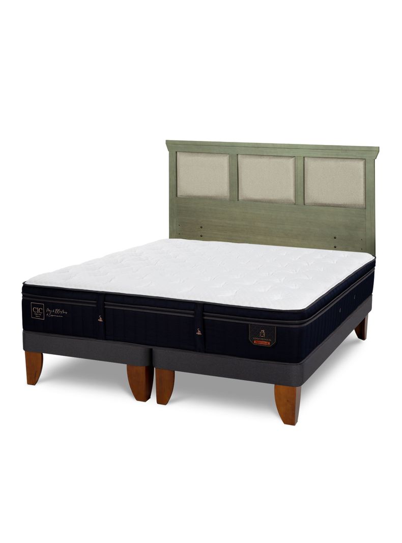 Cama Europea Super Premium King + Respaldo Torino Olivo-0