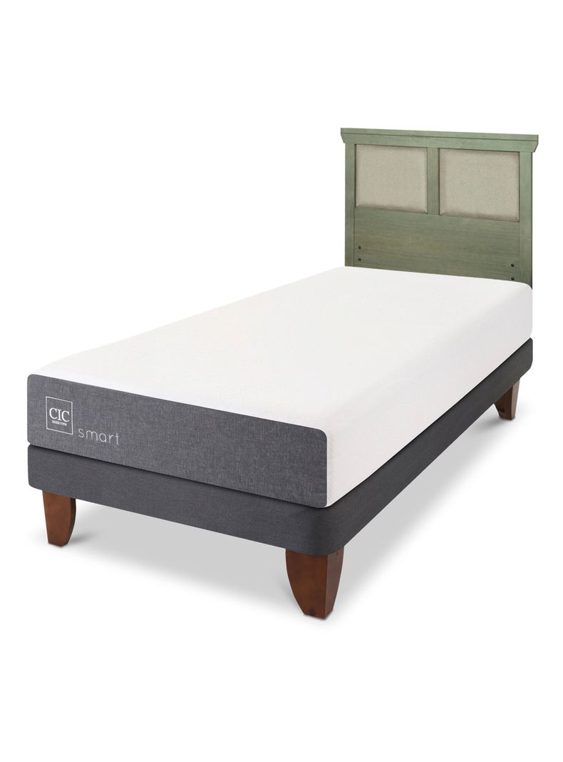 Cama Europea Smart 1 Plaza + Respaldo Torino Olivo-0