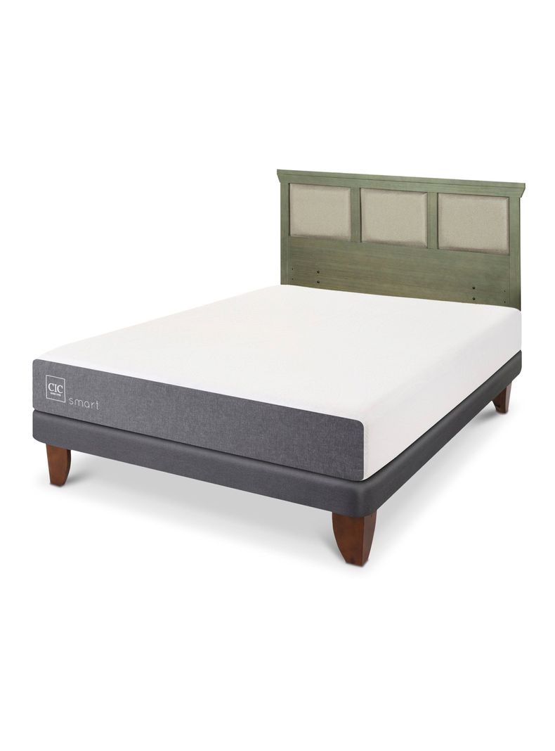 Cama Europea Smart 2 Plazas + Respaldo Torino Olivo-0