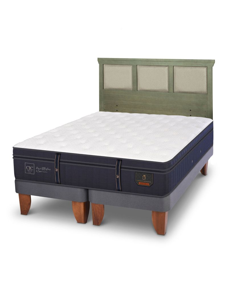 Cama Europea Grand Premium King + Respaldo Torino Olivo-0