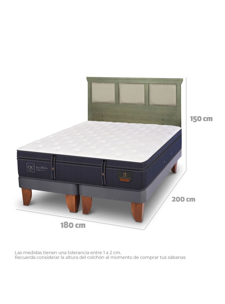 Cama Europea Grand Premium King + Respaldo Torino Olivo-1